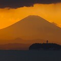 逗子海岸　夕暮れ富士山